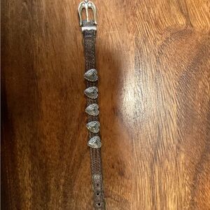 Brown Leather Belt Brighton bracelet Silver Heart Accents